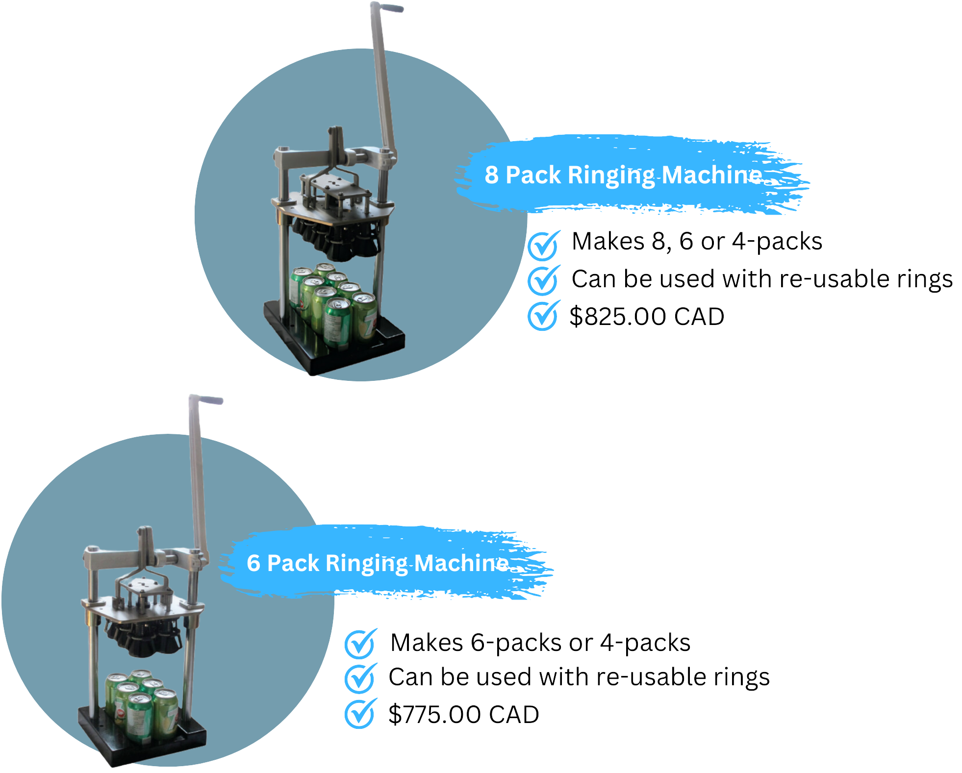 6 Pack, 8 Pack Ringing Machines